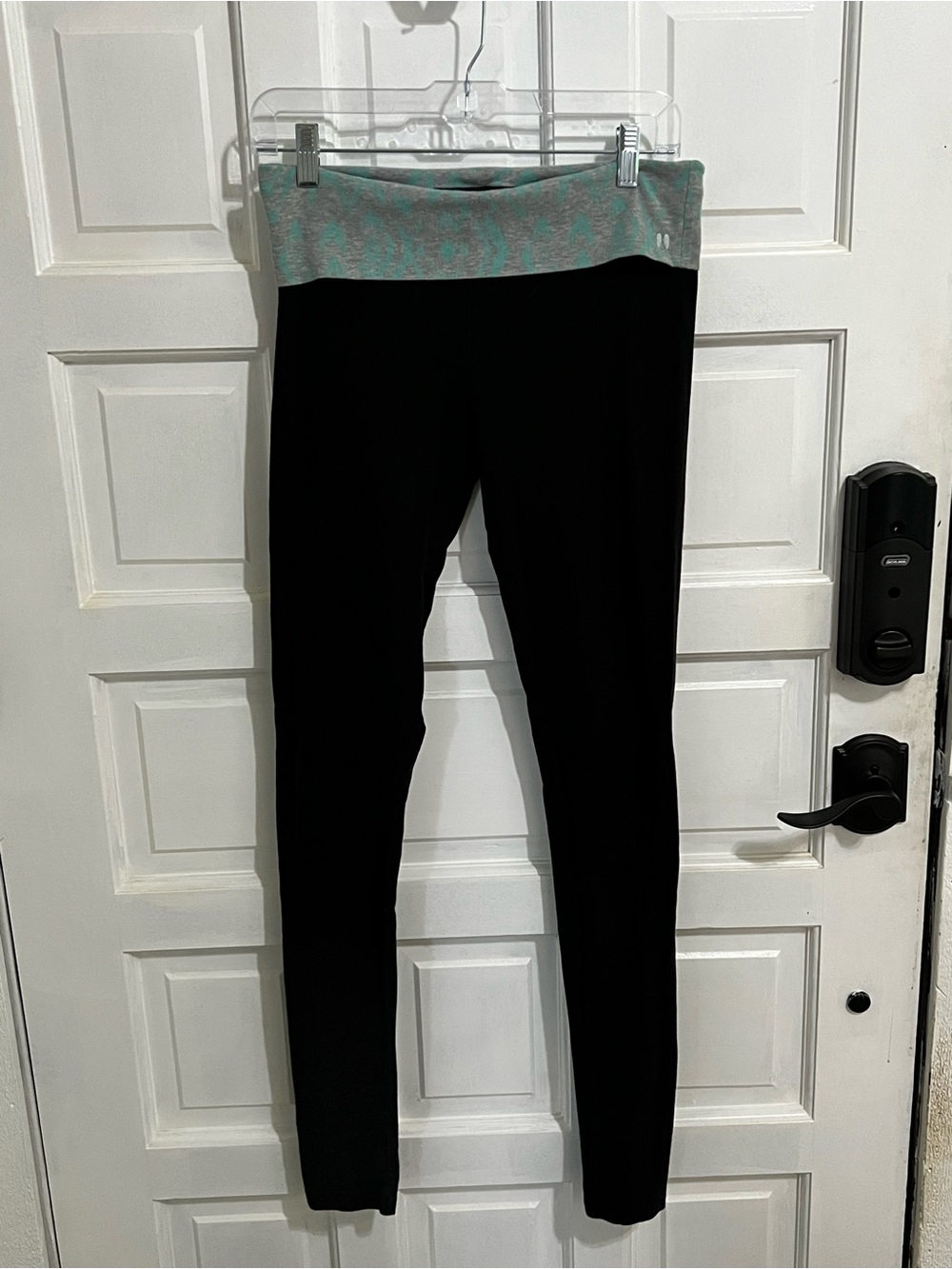 Victoria's Secret Black Leggings with Mint Accents